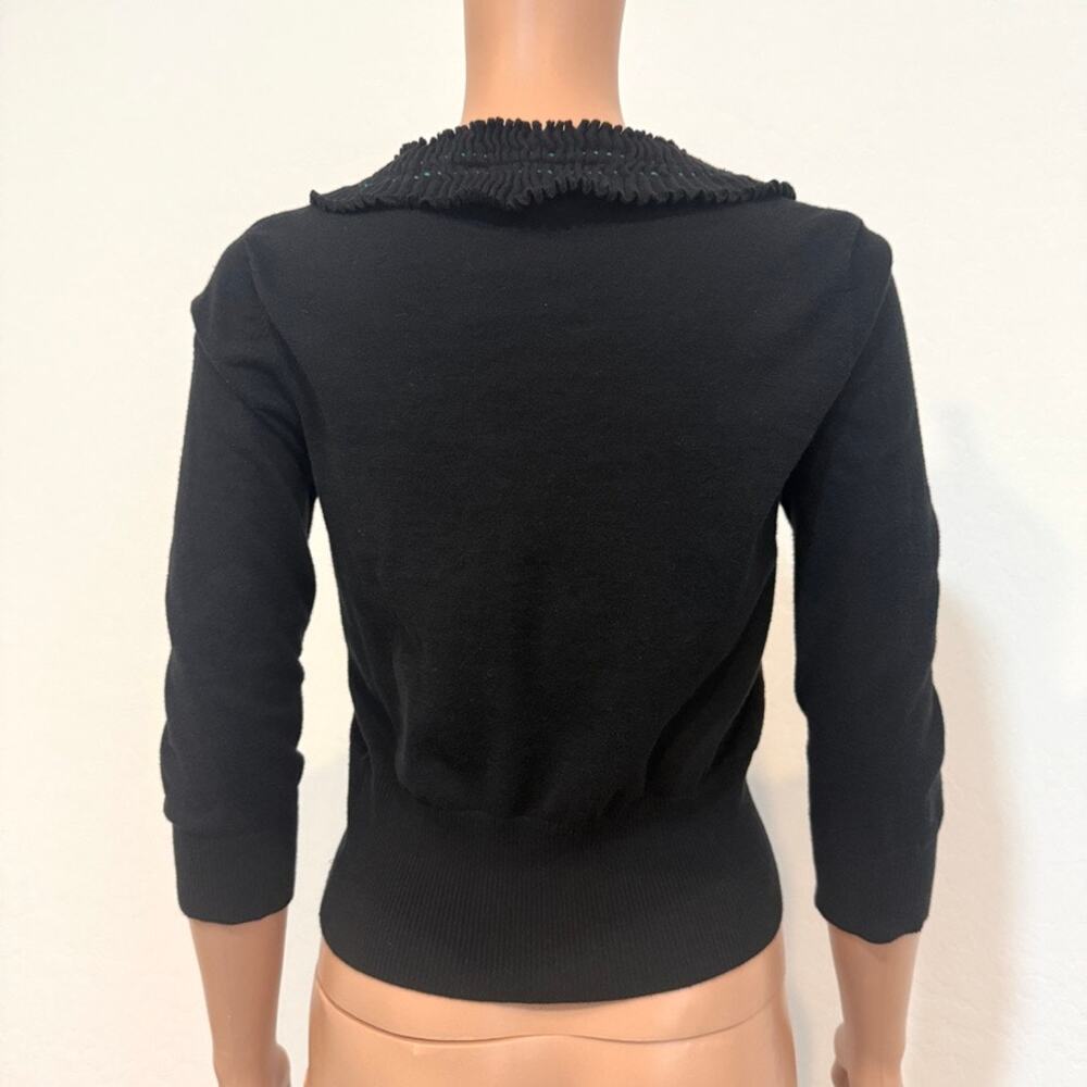 Anthropologie Sparrow medium ruffle trim cropped 1/2 sleeve cardigan SP 2750 - Picture 11 of 11